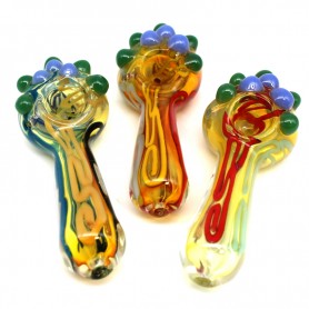 5'' OVAL SHAPED MULTI COLOR BUMPY HEAVY DUTY GLASS HAND PIPE 