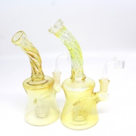 8'' GOLD FUMED TWIST DAB RIG WATER PIPE WITH 14 MM MALE BANGER 