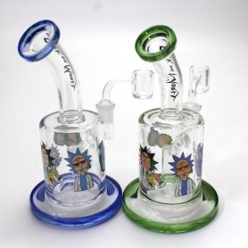 7.5'' FLAT BOTTOM PICTURE ART DAB RIG WATER PIPE WITH 14 MM MALE BANGER 