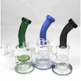 8'' FLAT BOTTOM HONEYCOMB DAB RIG WATER PIPE WITH 14 MM MALE BANGER 