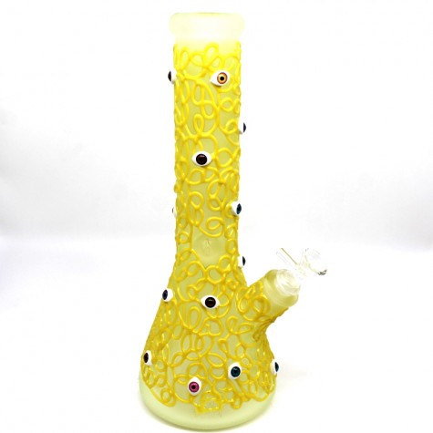 15" FROSTED HEAVY MULTI COLOR EYE WATER PIPE G-G