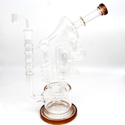 12'' Recycle Coil Design Double Honeycomb with Shower Head Design Percolator Water Pipe With Banger