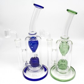 10" TEAR DROP RECYCLER FLAT BOTTOM WATER PIPE WITH PERCOLATOR