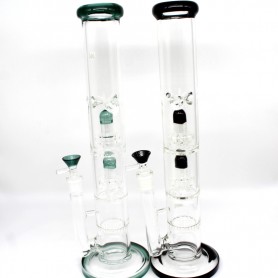 15'' STRAIGHT FLAT BASE DOUBLE PERCOLATOR WITH HONEYCOMB WATER PIPE G-G 