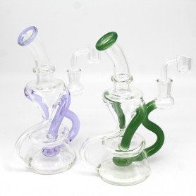 7" CLEAR RECYCLER WATER PIPE WITH DISC PERCULATOR