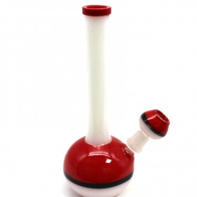7" Round base Red & White Waterpipe G-G