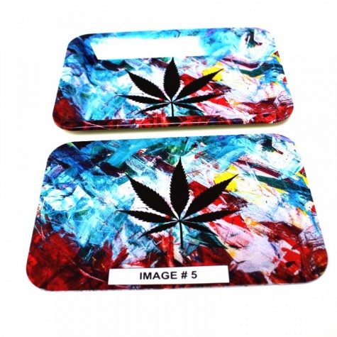 7" x 5"  Two Part Art Metal Rolling Tray with Magnetic Lid