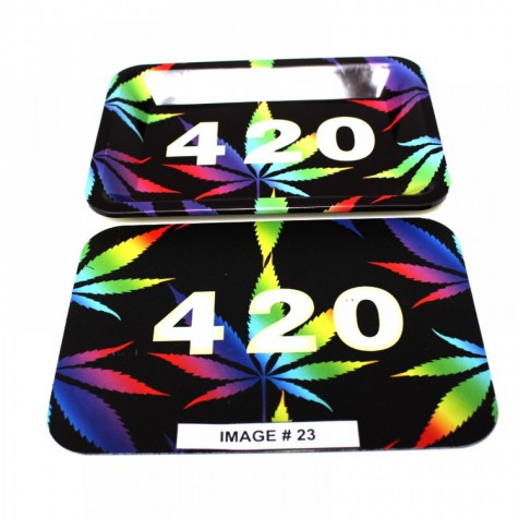7" x 5"  Two Part Art Metal Rolling Tray with Magnetic Lid
