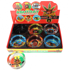GLASS ASHTRAY DECAL FANCY  DESIGN 6 PER PACK