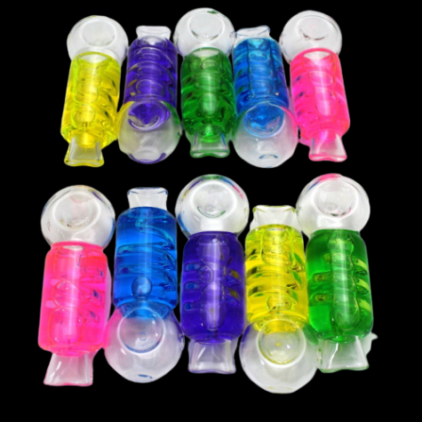 4'' INNER COIL WITH LIQUID ASSORTED COLOR HEAVY DUTY GLASS HAND PIPE 10 PCS PER BUNDLE 