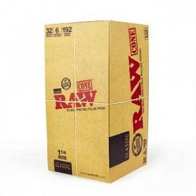 RAW CLASSIC CONE 1 1/4 SIZE 32 PACKS PER BOX / 6 CONES PER PACK / 192 CONES PER BOX 