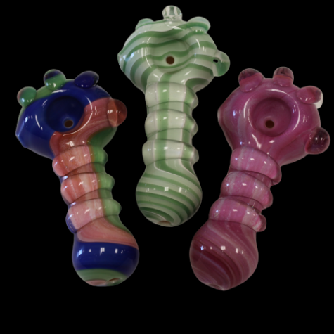 4'' FULL CUBED DESIGN MULTI COLOR HEAVY DUTY GLASS HAND PIPE 