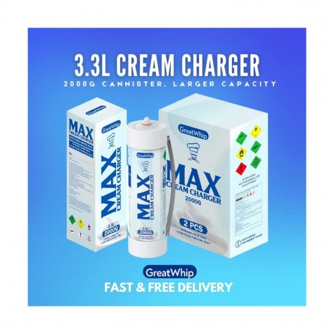 Great Whipped Cream Chargers (2CT) - 3.3 Liter Cylinder (FOR FOOD PREPARATION ONLY)
