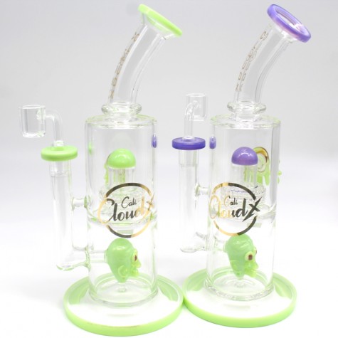 11'' Cali Cloudx Heavy Art Design Percolator Water Pipe With 14 MM Male Banger 