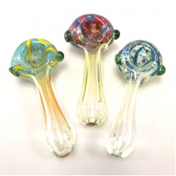 4'' Frit Color Head Heavy Duty Glass Hand Pipe 