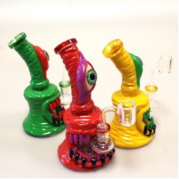 7'' Glass With Clay Wrapped Teeth Art Water Pipe With 14 MM Male Banger 