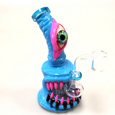 7'' Glass With Clay Wrapped Teeth Art Water Pipe With 14 MM Male Banger 