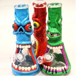 12'' Decorated Teeth Design Heavy Water Pipe With 14 MM Male Banger 