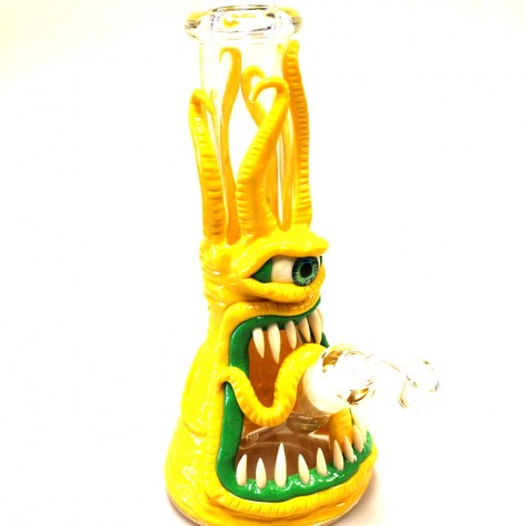 12'' 9 MM Decorated Teeth Design Heavy Water Pipe With 14 MM Male Banger 