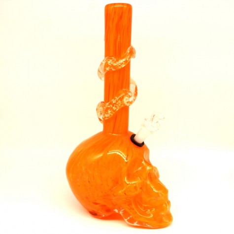 14'' Skull Design Extra Heavy Vase Style Soft Glass Water Pipe G-G 