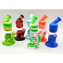 9'' Silicone With Glass  Multi Color Arm Design Water Pipe With 14 MM Male Bowl 