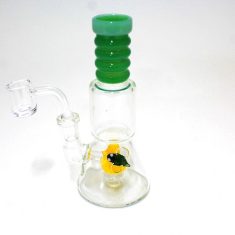 6.5'' Top Ribbed Design Dab Rig Water Pipe With 14 Mm Male Banger