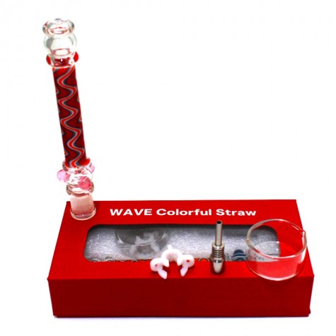 NC - 19 WAVE Colorful Glass Honey Straw With 10 MM Ti Nail