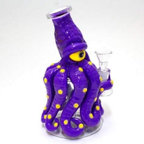 7'' Glow in The Dark Octopus Decorated Eye Design Water Pipe G-G