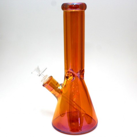 12'' Colorful 9 MM  Beaker Base Heavy Duty Water Pipe With 14 MM Male Bowl Glass On Glass