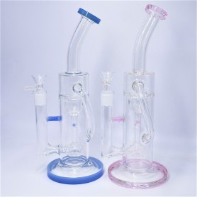 10.5" FLAT BASE COLOR RECYCLER WATERPIPE W/ BALL INSIDE & DISC PERC