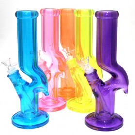 12'' Flat Bottom Solid Color Zig Zag Design Straight Heavy Duty Thick Glass Water Pipe G-G
