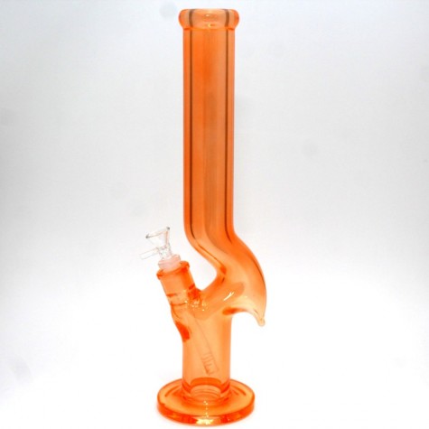 16'' Flat Bottom Solid Color Zig Zag Design Straight Heavy Duty Thick Glass Water Pipe G-G