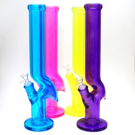 16'' Flat Bottom Solid Color Zig Zag Design Straight Heavy Duty Thick Glass Water Pipe G-G
