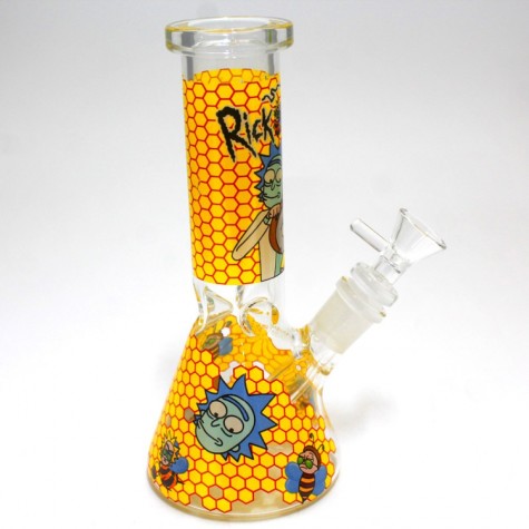 8'' Beaker Decal Design Colorful Water Pipe With 14 MM Male Bowl G-G