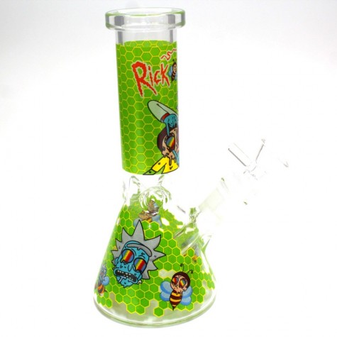 8'' Beaker Decal Design Colorful Water Pipe With 14 MM Male Bowl G-G