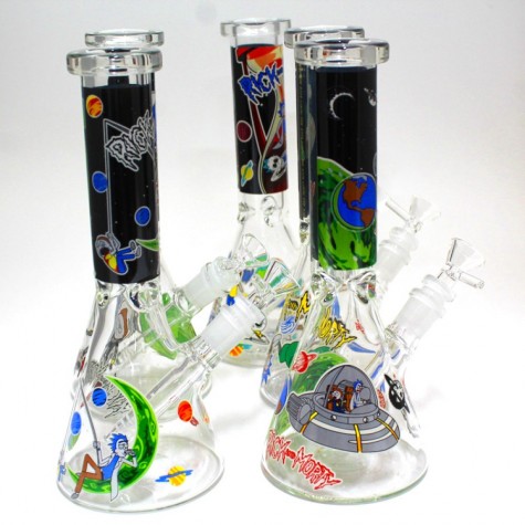 10'' Beaker Decal Art Design Colorful Water Pipe With 14 MM Male Bowl Glass On Glass
