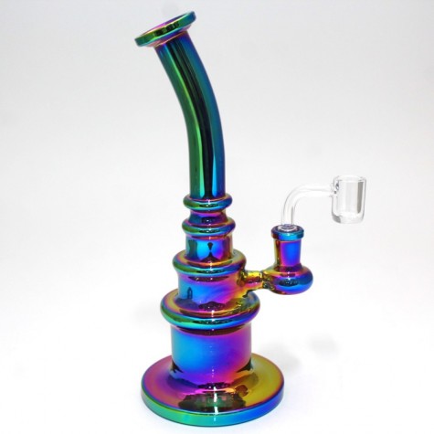 9.5'' Flat Bottom Step Design Colorful Dab Rig Water Pipe With 14 MM Male Banger