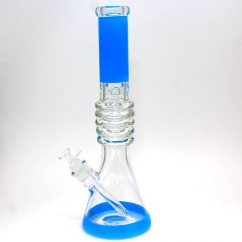 15.5''  7 MM Beaker Tube Color Step Design Heavy Duty Glass Water Pipe G-G