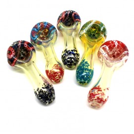 3.5'' FLAT HEAD FRIT COLOR GLASS HAND PIPE 