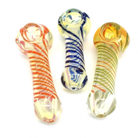 3.5'' CLEAR SWIRL COLOR GLASS HAND PIPE 