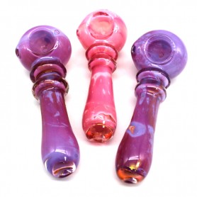 5'' RIBBED DESIGN TUBE COLOR RIM HEAVY DUTY GLASS HAND PIPE 
