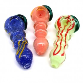 4'' ASSORTED COLOR DESIGN HEAVY DUTY GLASS HAND PIPE 
