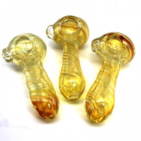 4.5'' GOLD GLOSSED SWIRL HEAVY DUTY GLASS HAND PIPE 