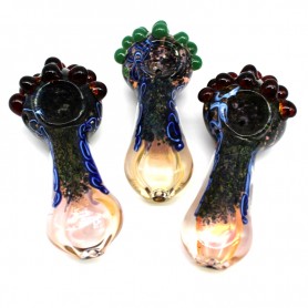4.5'' FLAT MOUTH OVAL SHAPED MULTI COLOR HEAVY DUTY GLASS HAND PIPE 