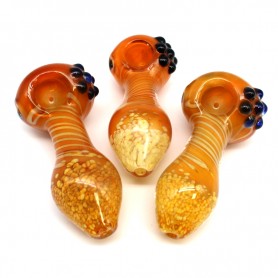 4'' DOTED DESIGN YELLOW COLOR HEAVY DUTY GLASS HAND PIPE 