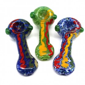 4'' FLAT MOUTH SWIRL COLOR HEAVY DUTY GLASS HAND PIPE 