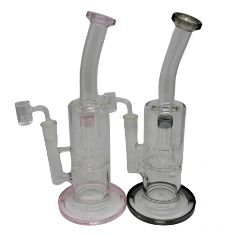 12" COLOR WATER PIPE WITH PERCOLATOR & 14MM MALE BANGER