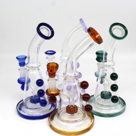 8.5'' THREE CUBED DESIGN TUBE COLOR DAB RIG WATER PIPE WITH 14 MM MALE BANGER
