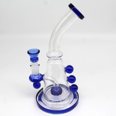 8.5'' THREE CUBED DESIGN TUBE COLOR DAB RIG WATER PIPE WITH 14 MM MALE BANGER