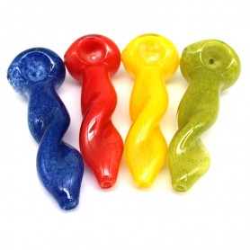4'' Twist Color Heavy Duty Glass Hand Pipe 